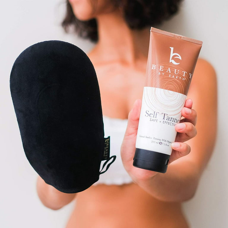 Beauty by Earth Self Tanner - Made with Organic Aloe Vera & Shea Butter,  Sunless Tanning Lotion and Bronzer Buildable Light, Medium or Dark Tan for