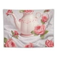 thumbnail image 5 of COMIO JretailAx Floral Pattern Tapestry Pink Flower Wall Tapestry Romantic Rose Square Tapestry Vintage Afternoon Tea Party Tea Pot Living Room Tapestry 40x30 Inch, 5 of 7