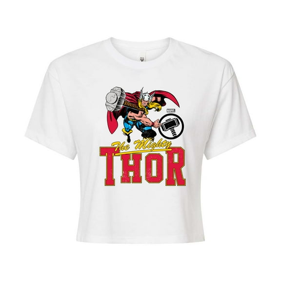 Marvel Thor - Collegiate - Juniors Cropped Graphic T-Shirt