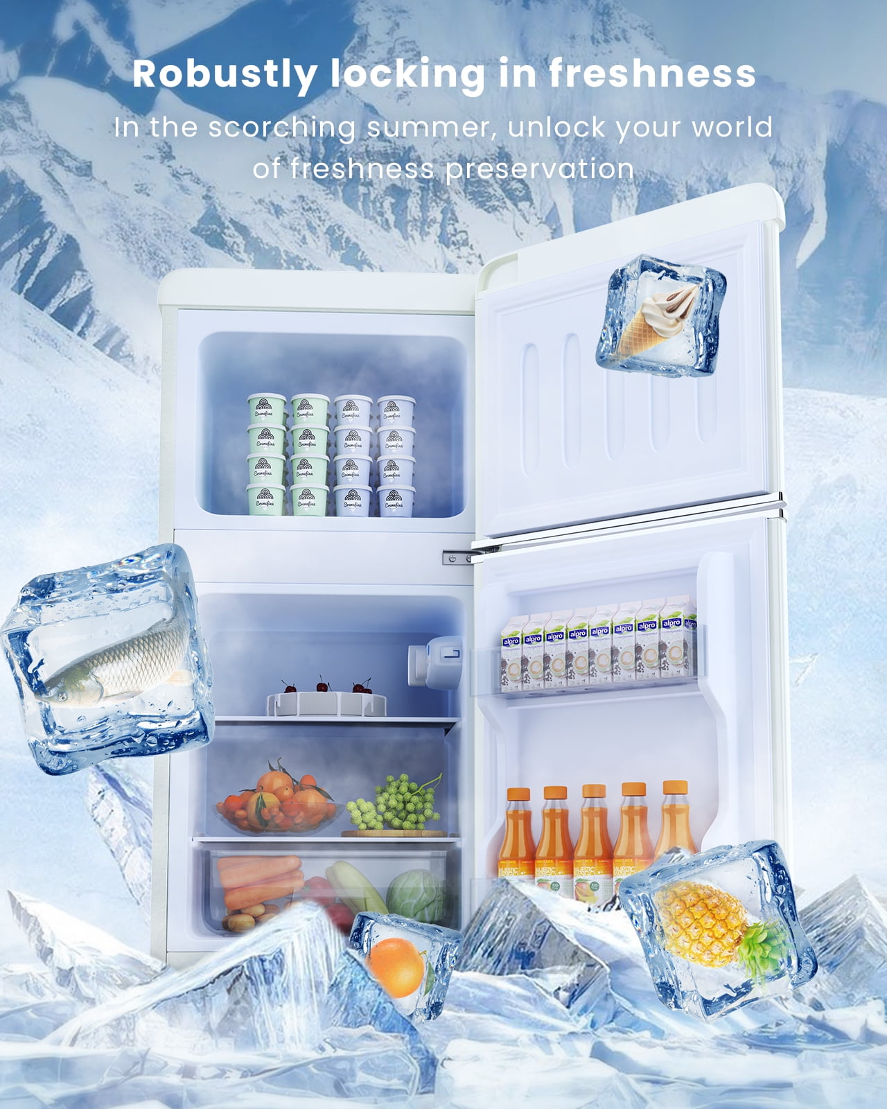 Bodare Mini Fridge with Freezer Quiet: 3.2 Cu.Ft Mini Refrigerator with 2  Doors - Small Refrigerator Energy-Efficient Compact Refrigerator - Small  Fridge for Bedroom Dorm Office Apartment (Champagne) 
