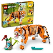 LEGO Creator 3 in 1 Majestic Tiger Building Toy - Build & Display Set for Kids, Girls & Boys, Ages 9+ - Birthday Gift Idea - Create a Tiger, Panda, or Koi Fish - 31129