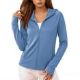 thumbnail image 2 of RRJ Women's Summer Hooded Zip Up Jacket Casual Pullover Tops Solid Trendy Lightweight Shacket for Workout Fitness Daily Wear, Navy M, 2 of 6