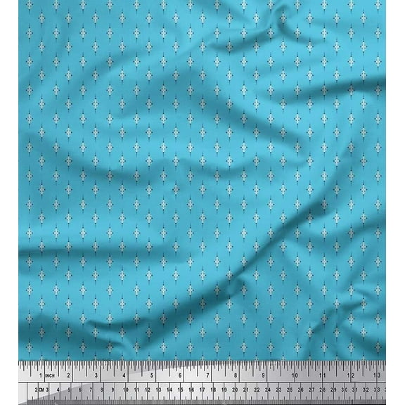 Soimoi Cotton Duck Fabric Dot & Leaves Small Motif Shirting Print Fabric by The Yard 42 Inch Wide