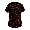 thumbnail image 4 of Dwralegc Printed Scrub Tops Women V Neck Shirt Love Heart Print Short Sleeve Nurse Cute Top with 2 Pockets Uniform Black 4XL, 4 of 5