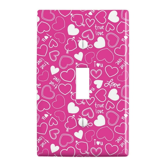 Cute Hearts Love Pattern on Pink Plastic Wall Decor Toggle Light Switch Plate Cover