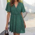 thumbnail image 3 of SMihono Robe d'Été Grande Taille pour Femmes 2023 Mode Imprimée Décontractée Printemps et Été Col en V Manches Courtes Longueur Genou, 3 of 4