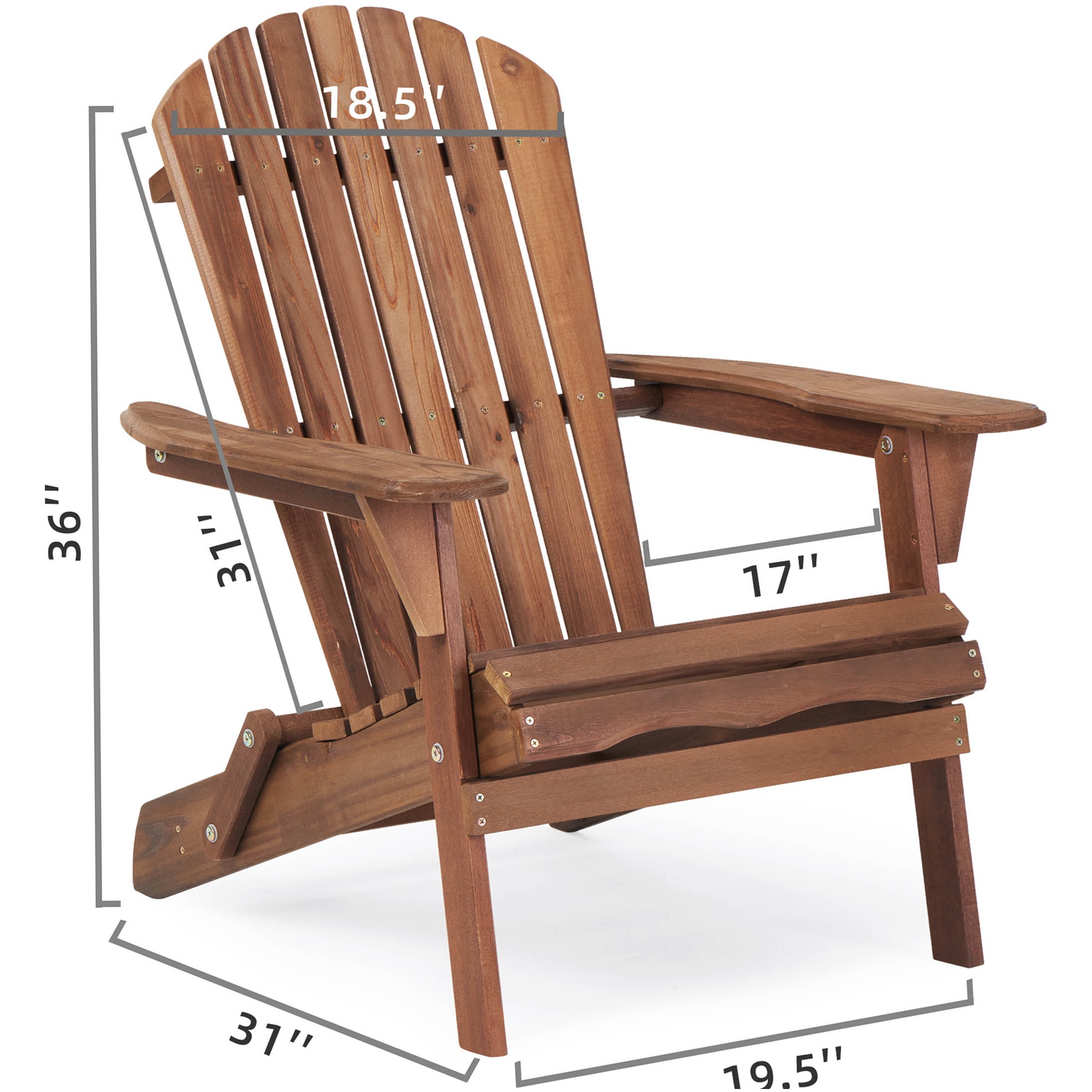 COSMOS Solid Wood Folding Adirondack Chair Set of 2, Natural & Light Brown Patio Lounge Chairs for Outdoor Garden, Lawn, Deck, Poolside