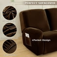 thumbnail image 3 of SHANNA Stretch 8 Piece Solid Color Velvet Plush Recliner Sofa Slipcovers, Brown, 3 of 12