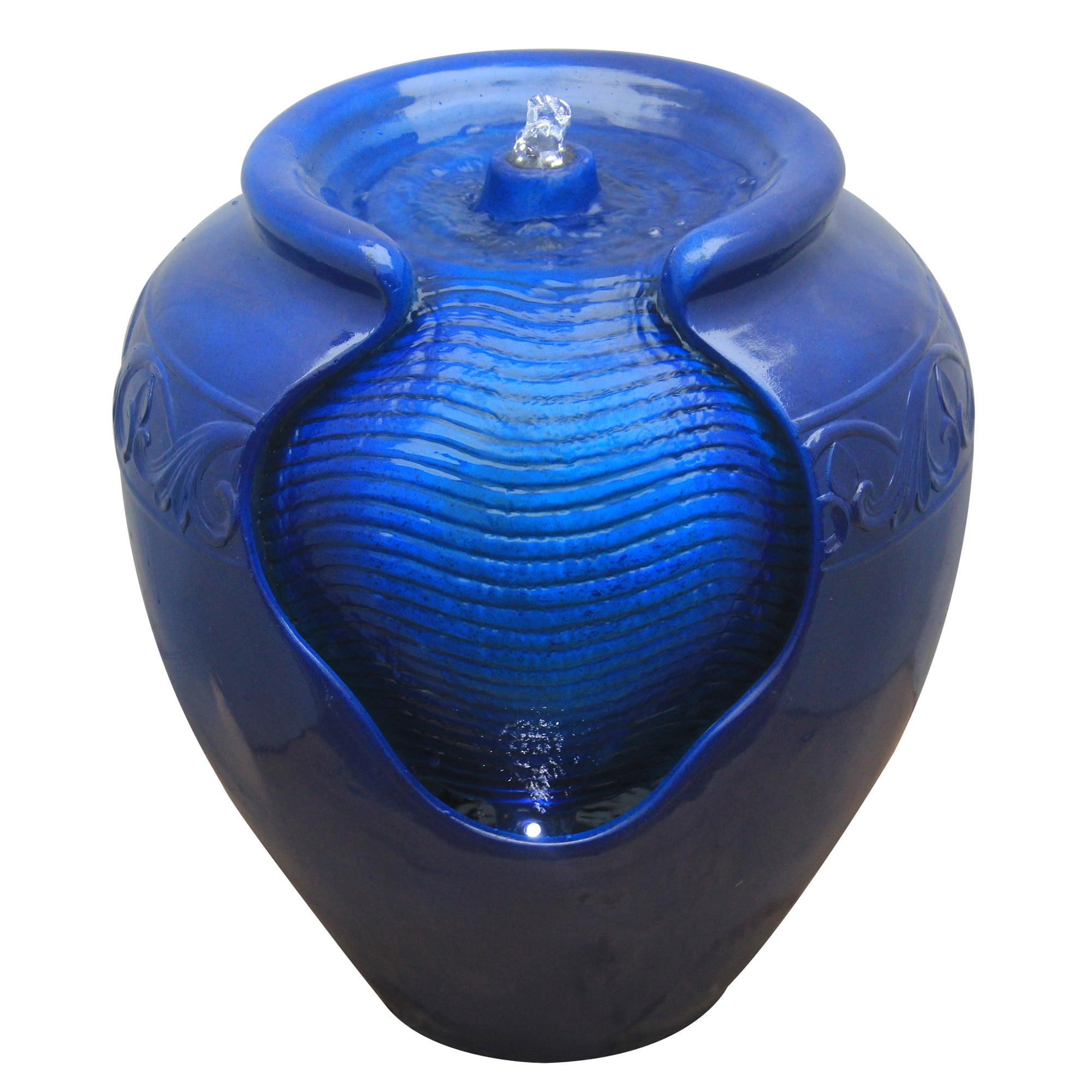Teamson Home 16.93" Outdoor Glazed Pot Water Fountain