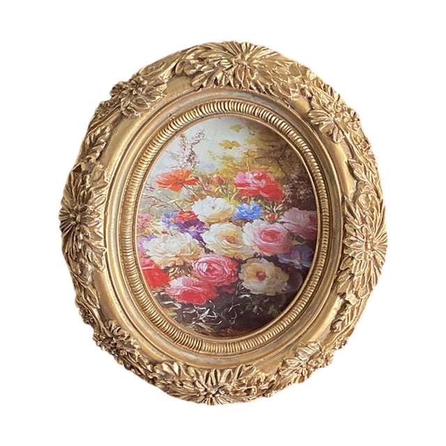 Luzkey Retro Design Photo Frame Ornate Picture Frame Ornament Picture Display Holder for Shelf Dining Table Living Room Home Decor