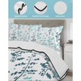 thumbnail image 3 of Twin Quilt Bedding Set, Teal Green Botanical Reversible Summer Quilt 3 Pieces, Watercolor Spring Floral Summer Leaf Lightweight Bedspreads Coverlets with 2 Pillow Shams for All Seasons, 3 of 5