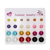 amlbb Up to 65% off New Paper Card Zircon Earrings All-match 12 Pairs Of Pearl Card Earrings Female
