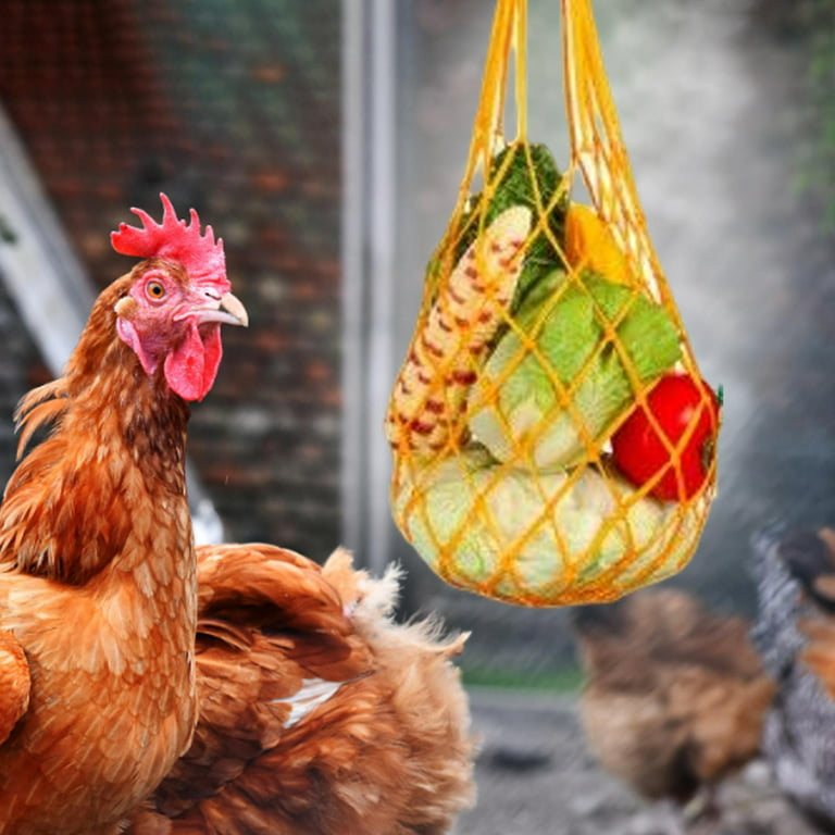 Chicken Vegetable String Bag Feeder Skewers Lettuce Hanger for Chicken  House yellow 