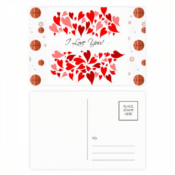 Valentine's Day I Love You Red Basketball Postcard Set Thanks Card Mailing Side 20pcs
