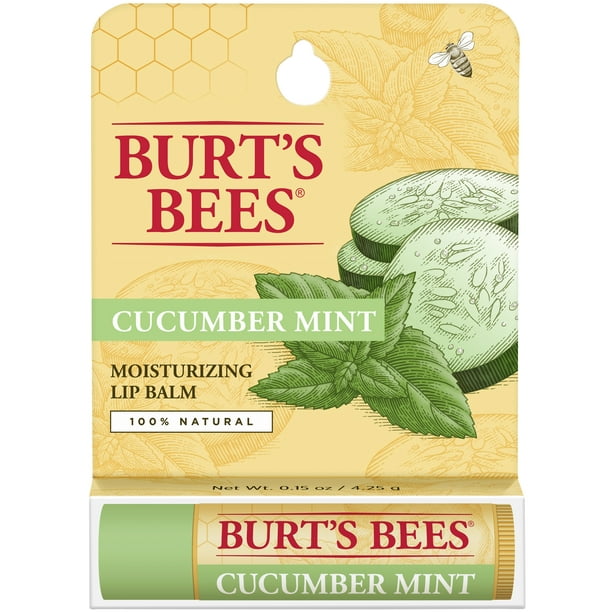 Burt's Bees 100% Natural Moisturizing Lip Balm, Cucumber Mint with ...