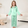 thumbnail image 2 of Hessimy Toddler Boys Girls Spring Summer 2Pcs Long Sleeve Button Pajamas Casual Set, Button Pjs Style,1-11 Years(Green,5-6 Years), 2 of 7