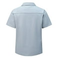thumbnail image 4 of Dolkfu Work Mens Short Sleeve Tee Shirts Blue Cargo Button up Shirt Stretch Pocket Collared Men Spring Tees,M, 4 of 4