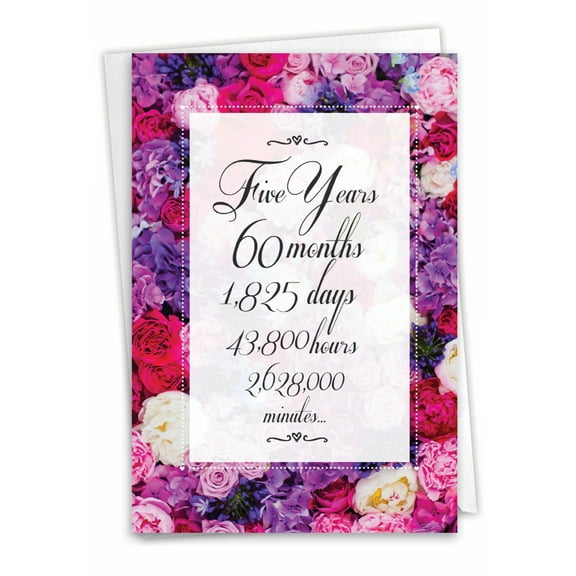 1 Funny Anniversary Card with Envelope - Time Count Milestones 5 C9435MAG