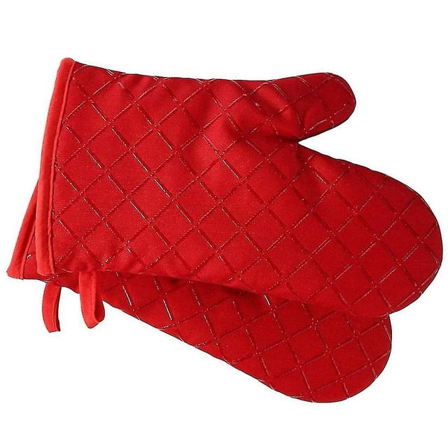 Manopla acolchada ignífuga para cocina y barbacoa, protección contra quemaduras, antiescaldado para horno y aislamiento térmico, color rojo, paquete de 2