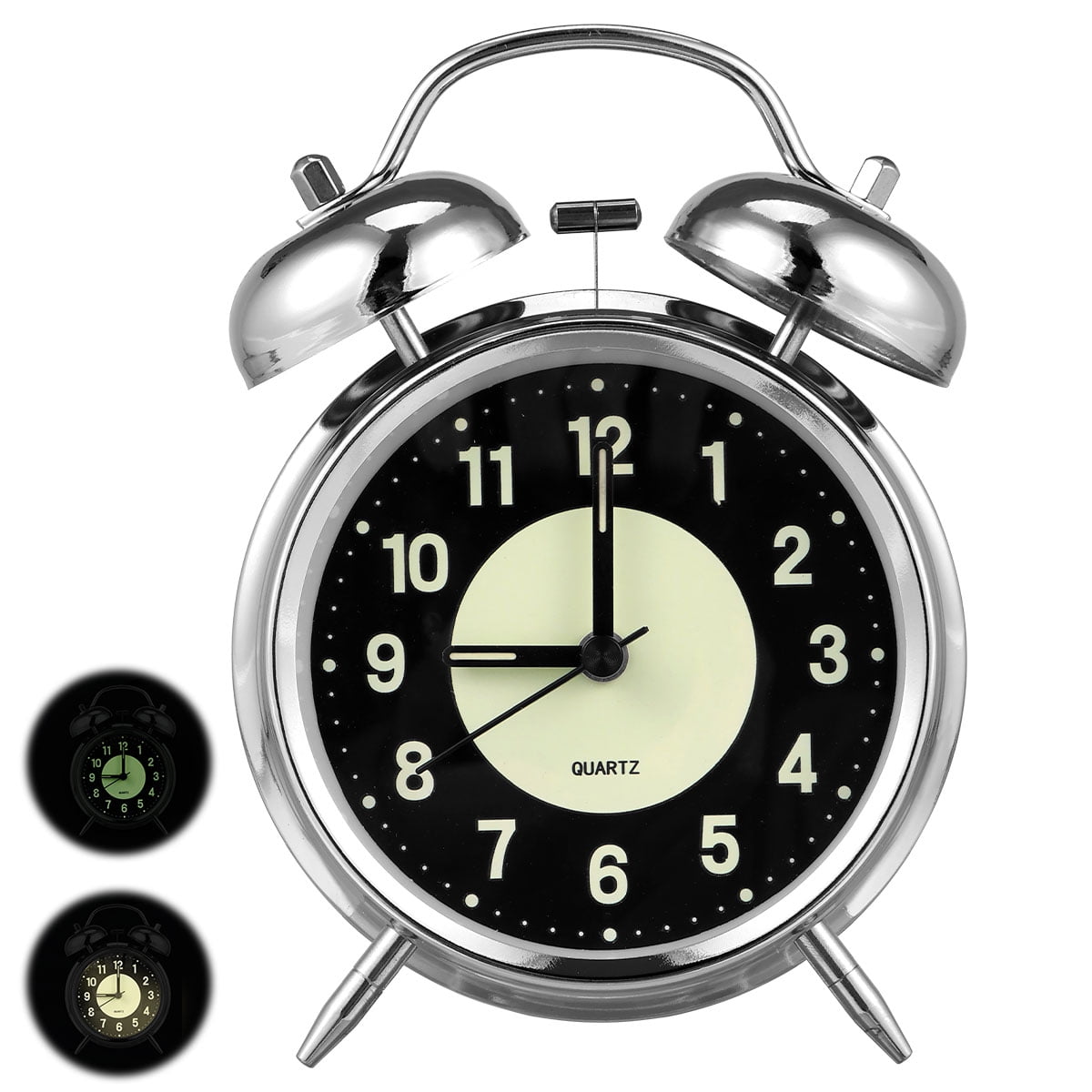 Super Loud Alarm Clock 4inch Metal Twin Bell Alarm Clock with Night Light Retro Bedside Clock