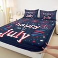 thumbnail image 5 of Manfei Modern Firework Bed Sheets, Happy 4th of July Print Full Size Sheets, Red White Blue, Navy Reversible 4-Piece (1 Flat Sheet, 1 Fitted Sheet and 2 Pillowcases), 5 of 6