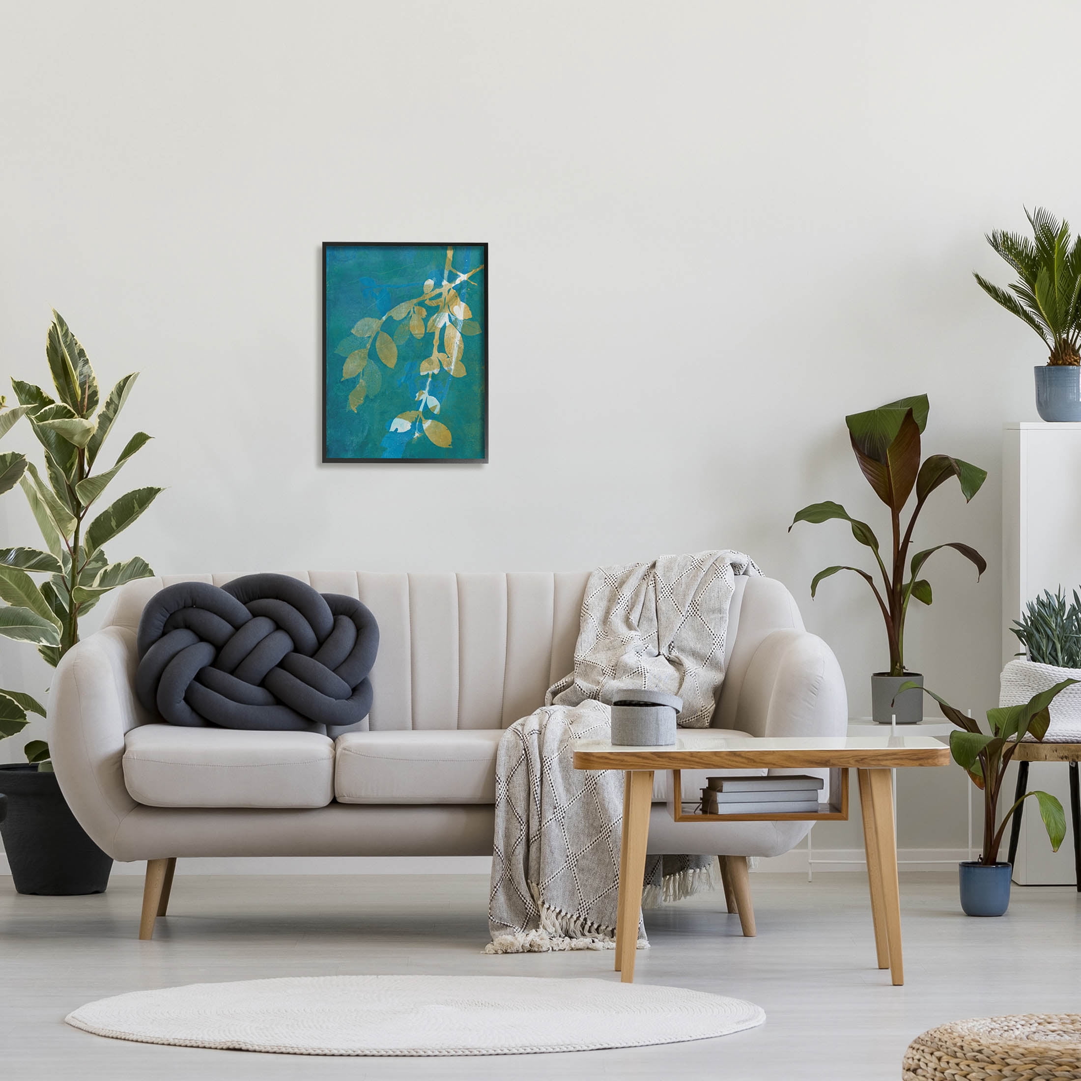 Nature Leaves Overlapping Abstract Botanical & Floral Graphic Art Black Framed Art Print Wall Art