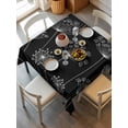 thumbnail image 2 of Black Dandelion Suqare Tablecloth - 54 x 54 Inch, Spring Modern Minimalist Country Flower Waterproof & StainResistant Tablecloth, Washable Oil-proof Table Cover for Dining/Party/Wedding/Buffet, 2 of 9