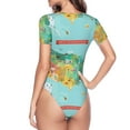 thumbnail image 4 of Easygdp USA Tourist Map Women's One-Piece Swimsuit Slim Fit Crew Neck Bodysuit Athletic Swimwear with Concealed Buckle - Small, 4 of 9