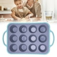 thumbnail image 2 of Silicone Pan with Stainless 12 Cupcake Baking Tray Easy Release Cake Non Stick Cupcake for Cheese Puffs, 2 of 5