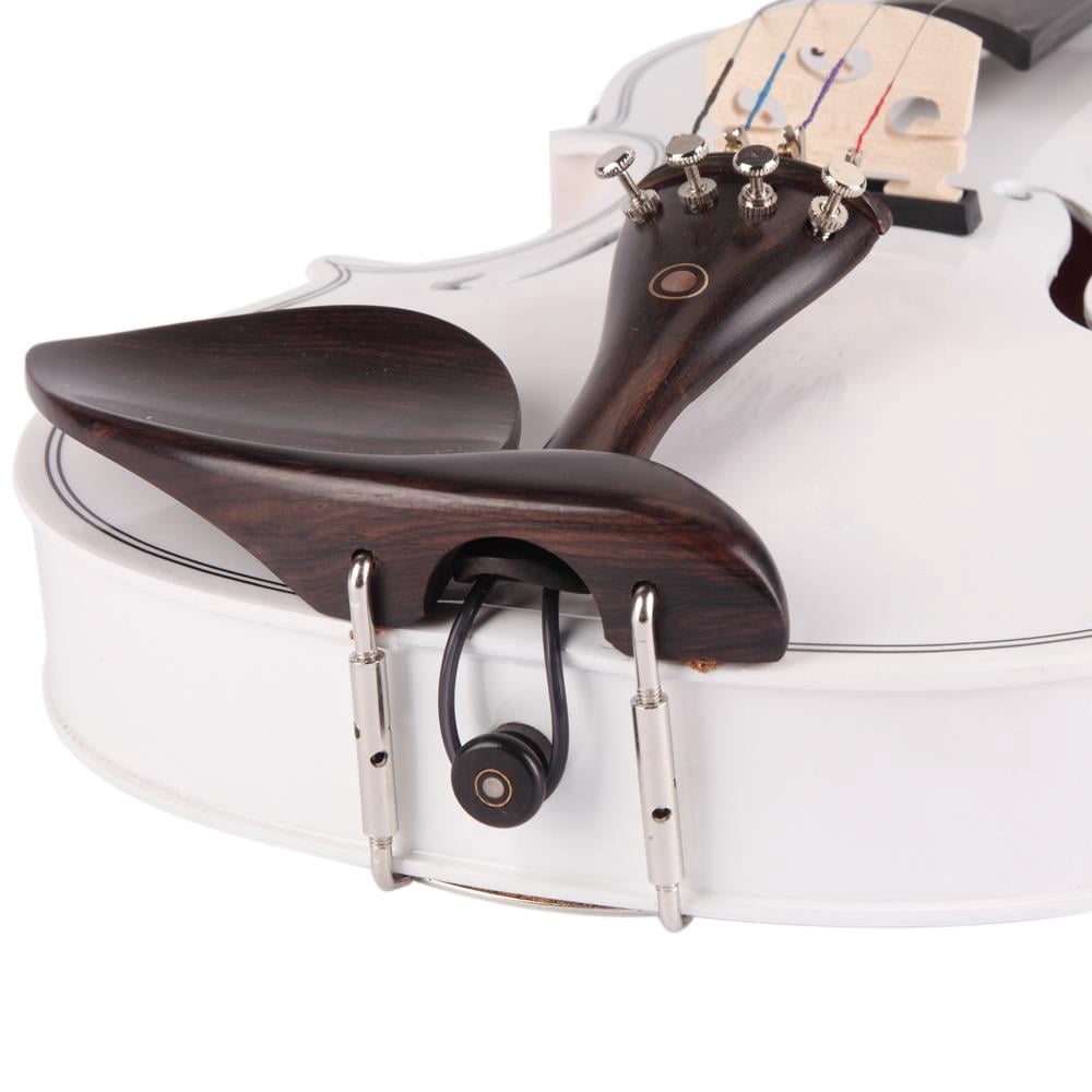 Glarry 4/4 Solid Wood EQ Violin Case Bow Violin Strings Shoulder Rest Electronic Tuner Connecting Wire Cloth White