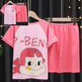 thumbnail image 1 of 12 (7T 8T) Marrón claro Pijamas para niños Conjuntos de verano para niños Niñas Conjuntos de pijamas de algodón suave Conjunto de manga corta Camiseta Tops Pantalones cortos Pijamas de Spiderman esquí esquí Gafas de esquí, 1 of 3