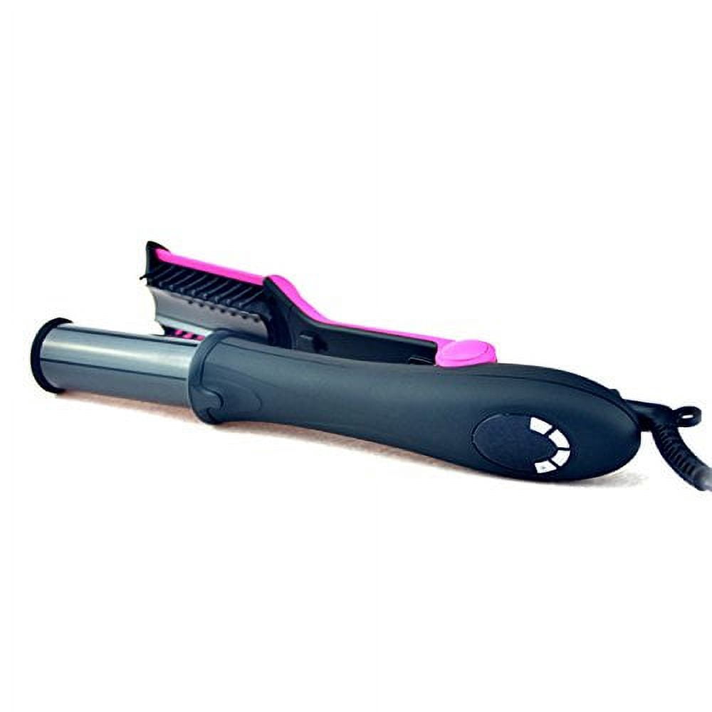 Automatic Rotating Styling Iron for Straightening & Curling, 2-in-1 Hair Styler with Polishing Cylinder for High Shine, 6 Heat Settings & Auto Shut-Off