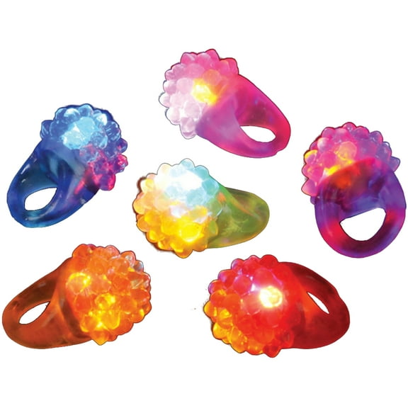 Rhode Island Novelty Set of 12 Flashing LED Light Up Costume Accessory Bumpy Gel Rings