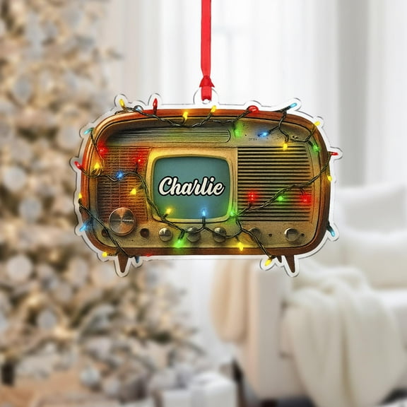 Personalized Retro Radio Acrylic Christmas Ornament Custom Name Vintage Music Holiday Tree Decor, DJ/Music Lover Gift, Nostalgic Home Keepsake