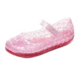 thumbnail image 3 of Xfvqtps Girls Jelly Shoes Transparent Crystal Sandals Close Toe Hollow out Hook and Loop Strap Beach Summer Princess Comfortable Footwear, 3 of 9