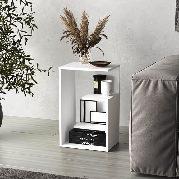 3 Side Table 25" High, White, For Displaying Decor Items Adds A Modern Touch
