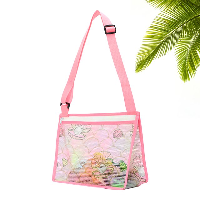 Muyoka Bolsa de playa para niños Bolsa con cremallera de concha Bolsa de red para recolectar conchas Bolsa de juguetes para niños Bolsa de almacenamiento de perlas para niños impresa para niños y niña Muyoka Hogar