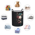 thumbnail image 2 of DouZhe Waterproof Collapsible Large Laundry Baskets, Boho Skull Ghost Flowers Prints Circular Hamper with Handles, 2 of 7