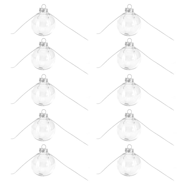 10Pcs/Set Boule Suspendue Décorative Réutilisable Remplissable Boule de Noël Transparente pour Fête de Vacances8cm