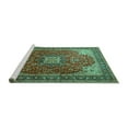 thumbnail image 2 of Ahgly Company Machine Washable Indoor Round Medallion Turquoise Blue Traditional Area Rugs, 3' Round, 2 of 4