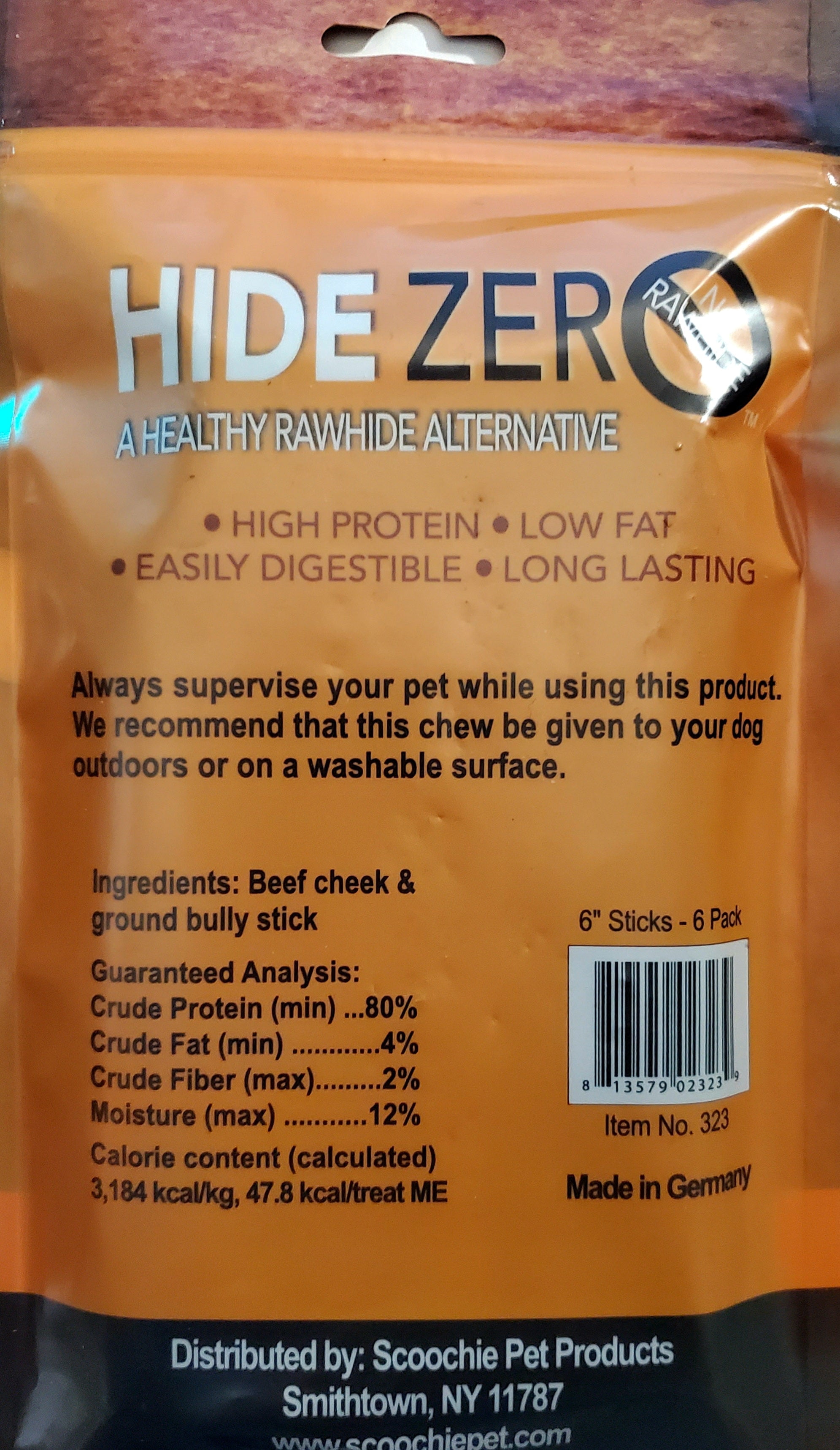 Hide Zero 813579023239 6 in. Bully Flavored Rawhide Alternative Chew in Zip Lock Bag - Pack of 6