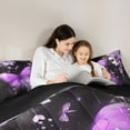 thumbnail image 5 of Castle Fairy 3-Piece Queen Comforter Set - Flying Butterfly Purple Flower, 5 of 8