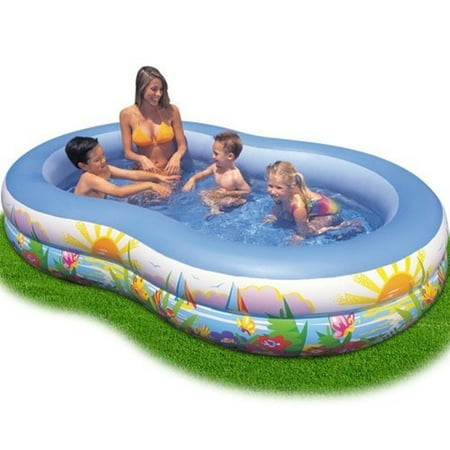 Intex 8.6' x 5.25' x 1.2' Paradise Lagoon Inflatable Kiddie Swimming Pool
