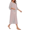 thumbnail image 3 of Batas de mujer, batas de baño con cremallera, manga corta/larga, suave, con bolsillos, ropa de dormir, 77, 3 of 5