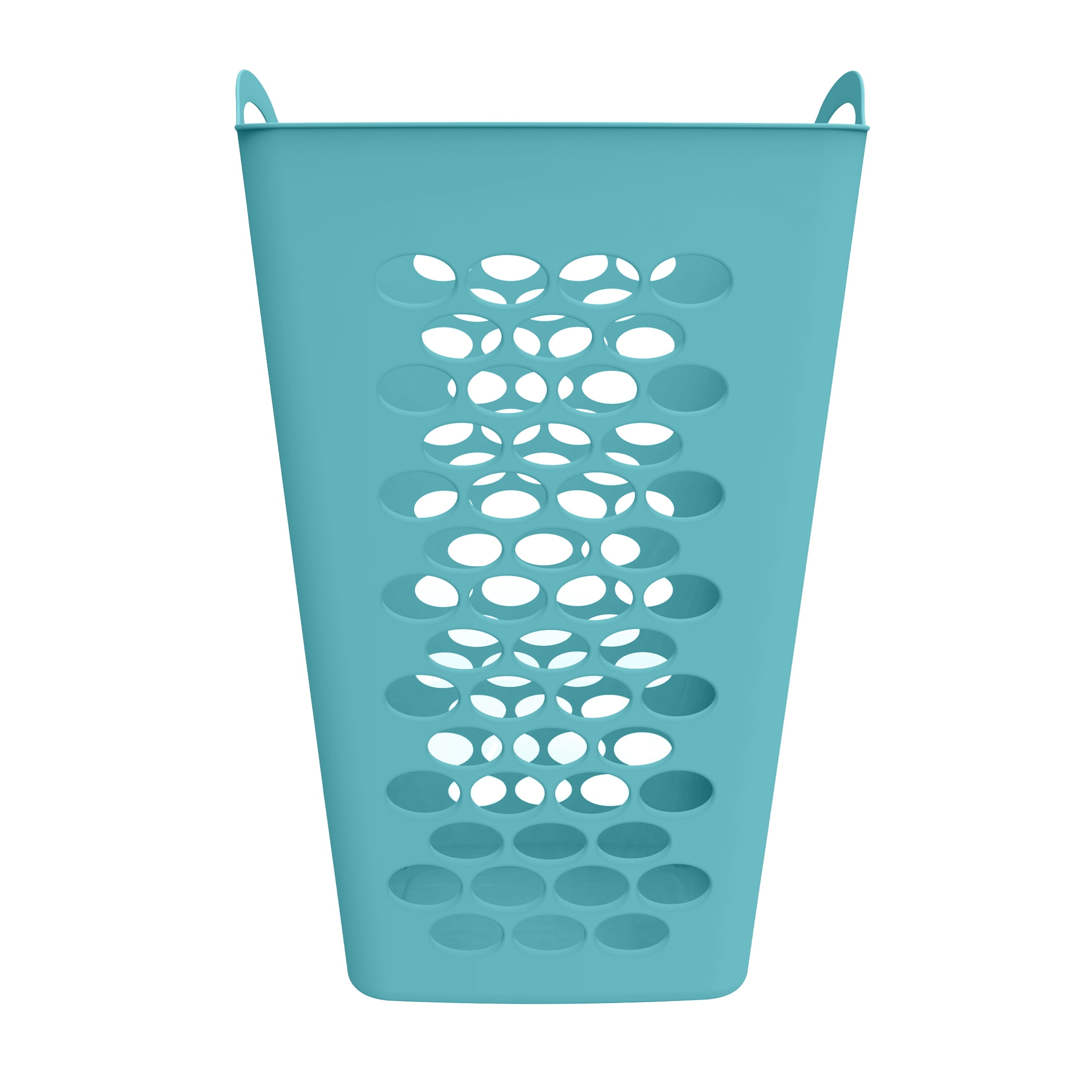 (3 pack) Mainstays 2 Bushel Flexible Square Laundry Hamper, Teal Plastic