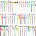 thumbnail image 2 of Pajitas de plástico reutilizables para decoración de fiestas, 8 piezas, ratón, abeja, unicornio, sirena, personajes de cómic, tiburón, Princesa, fruta, halloween, 2 of 4