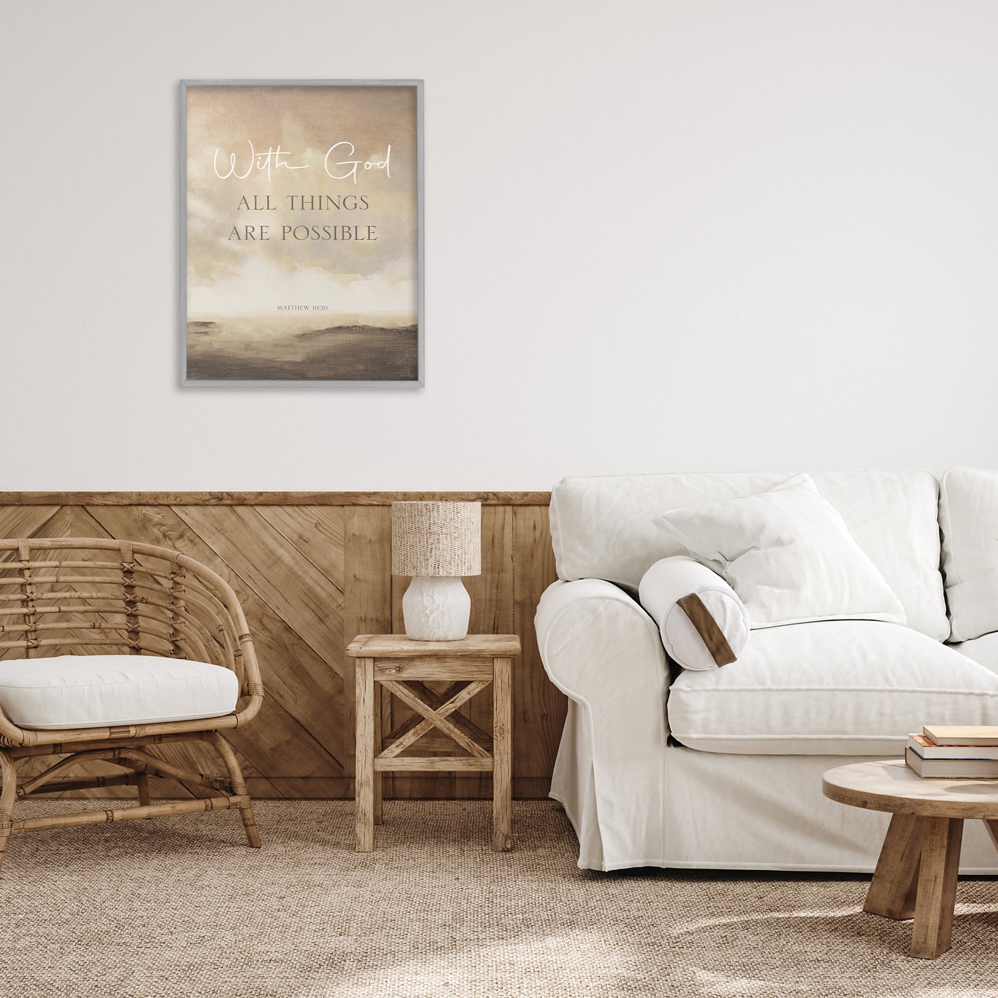 Stupell Industries With God Matthew Proverb Gray Framed Giclee Art, design by John Spaeth