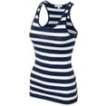 thumbnail image 2 of KOGMO Womens Cotton Stripe Ribbed Racerback Tank Top, 2 of 5