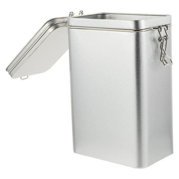 ONAPARTER Tinplate Storage Tank Cereal Container Airtight Jar Steel with Lid Drum Coffee Bean Candy (Silver)