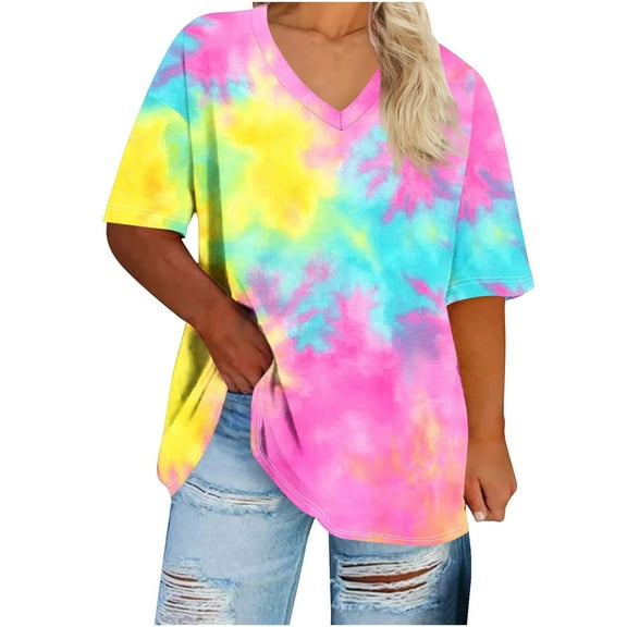 Women's V-Neck Layering Tee Short Sleeve Plus Size Summer Top Solid Color Breathable Comfort Fit for Casual Undershirt